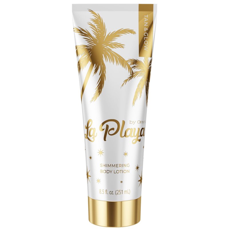 Onyx La Playa Tan & Glow Body Shimmer - Tan Extender & Illuminating Moisturizer - Anti-Streak After Tanning Lotion & Body Highlighter with Anti-Cellulite & Moisturizing Effect, Paraben Free, 8.5 fl oz