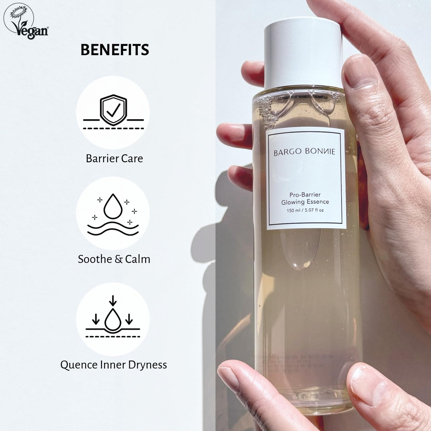 BARGO BONNIE Pro-Barrier Glowing Essence for damaged, dry, sensitive skin | Vegan & Cruelty-free