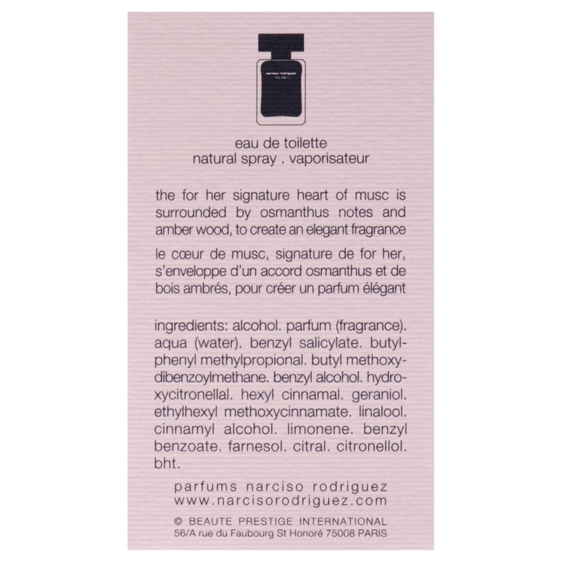 Narciso Rodriguez For Her Eau de Toilette Spray, 1 Ounce, Pink