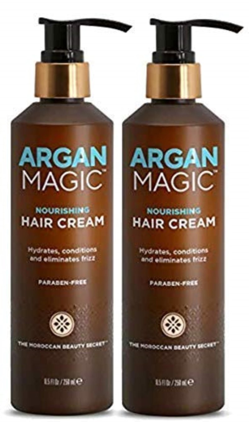 Argan Magic Nourishing Hair Cream - Hydrates, Conditions, and Eliminates Frizz for All Hair Types | Seals in Shine | Paraben Free, (8.5 oz / 2 Pack)