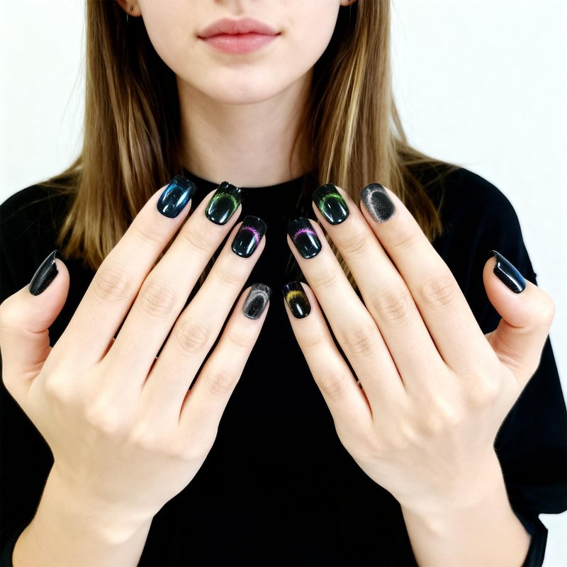 RUNE&SUKYCES Cat eye 150pcs 5 colors press on nails short,nail tips square,acrylic nail kit,fake nails,nails press ons,nail supplies,press ons,summer nails,nail kit acrylic set