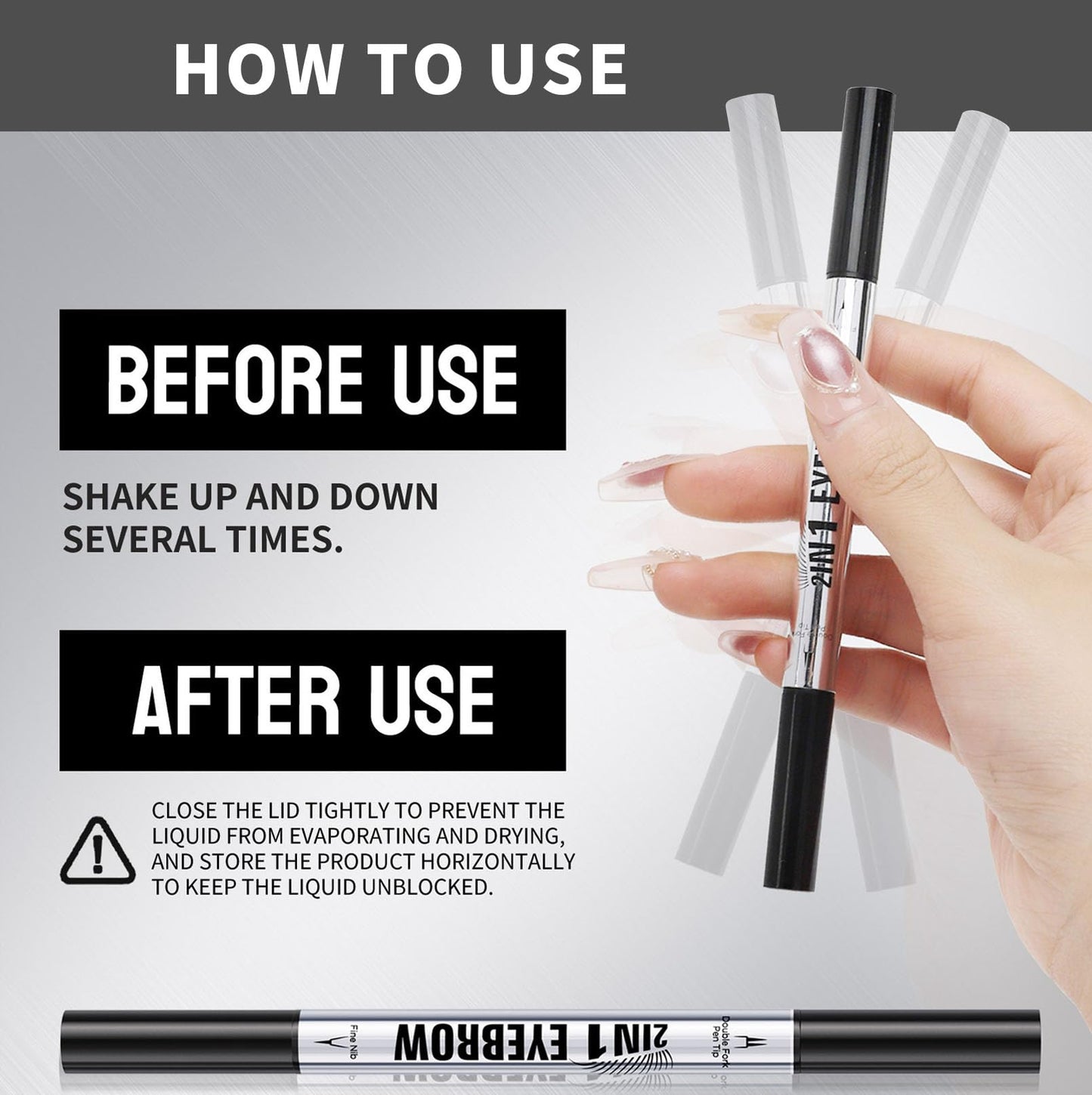JIAYUTONG 2 Prong Tip Microblading Eyebrow Pen - 2-in-1 Waterproof Eyebrow Pencil, Long-Lasting Natural Hair-Like Brows, Smudge-Proof & Easy to Use (02# Brown)