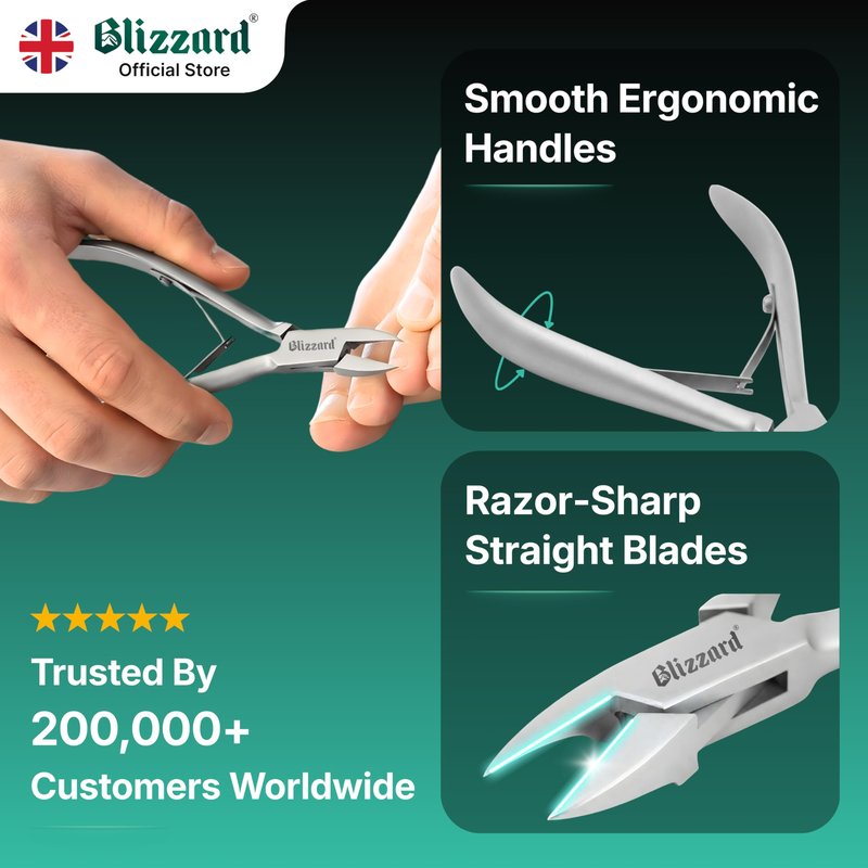 Blizzard Ingrown Toenail Clippers - Podiatrist Toe Nail Clippers for Thick Nails for Seniors - German Forged Nail Cutter - Ingrowing Nail Clippers for Men with Toenail File - 5" Straight Head