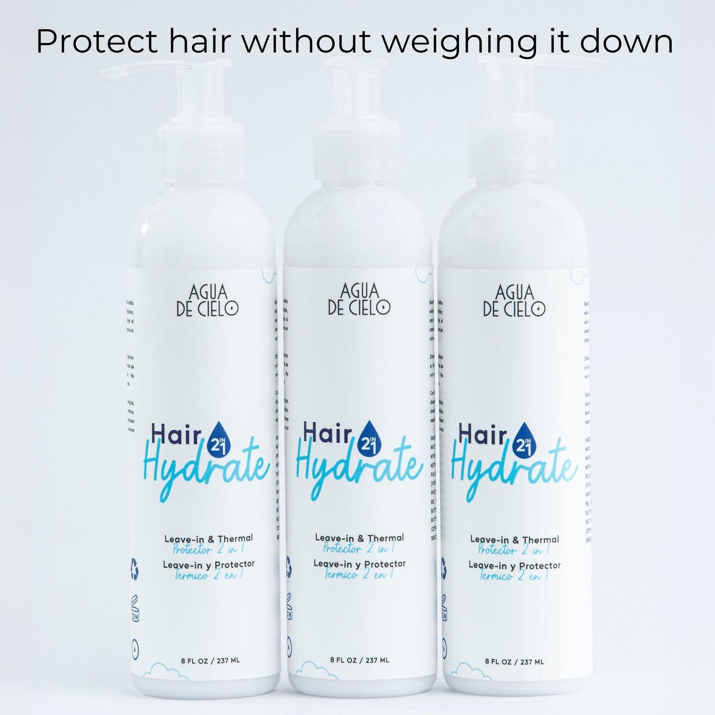 Agua de Cielo Hair Hydrate - 2-in-1 Leave-In Conditioner & Heat Protectant for Hair, Hydrates & Protects Without Weighing Down, Thermal Spray Made with Yogurt Protein, Shea Butter & Cocoa - 8 Oz
