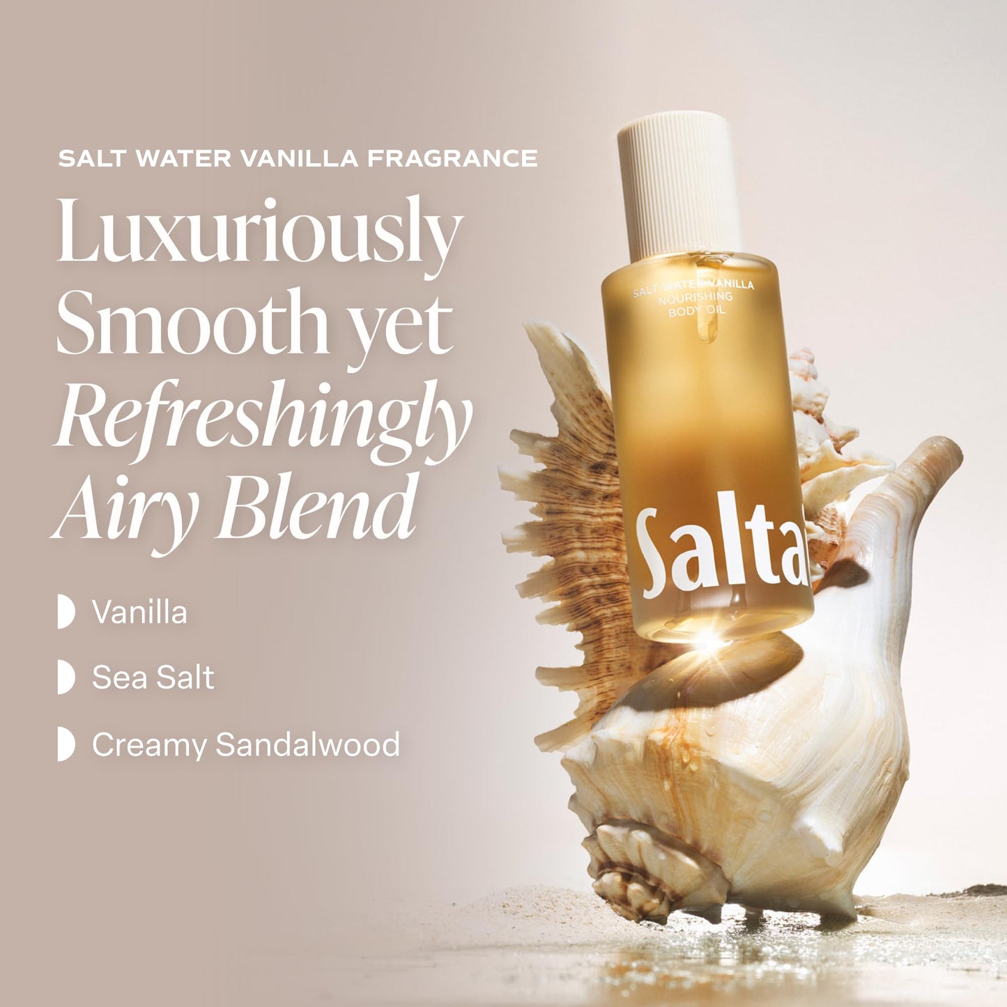 Saltair Nourishing Body Oil | Lightweight Glow | Salt Water Vanilla, 4 oz