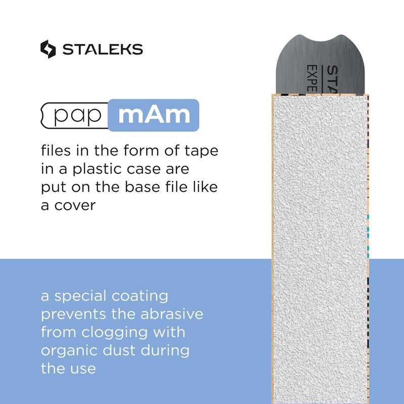 STALEKS PRO Disposable White Abrasive Tape papmAm Expert – 100 Grit – 7m Roll in Plastic Case – Glueless Replaceable Abrasive – Professional Nail Shaping – Manicure & Pedicure