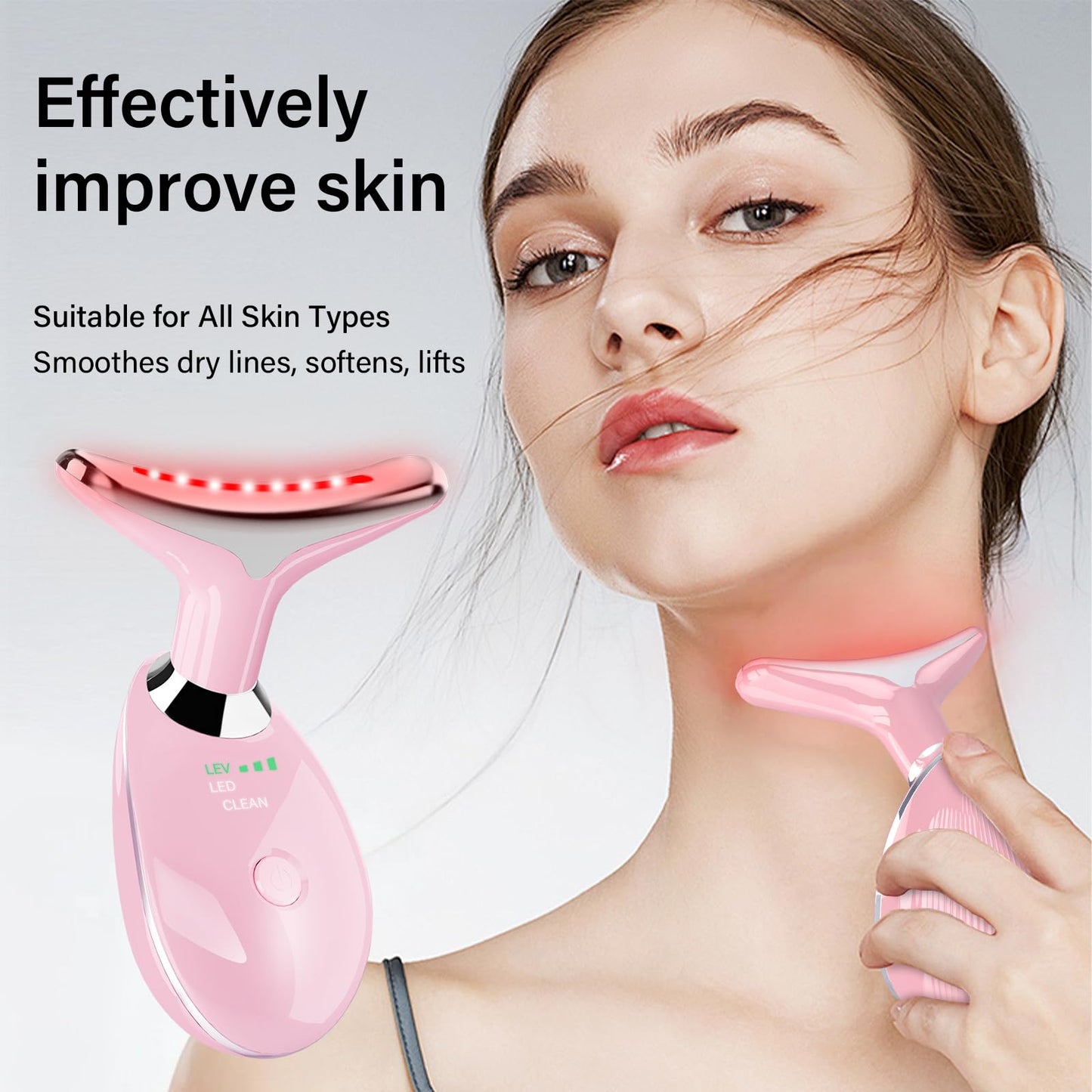 Facial Massager, Portable Face Neck Massager Wand for Skin Care(Light Pink)