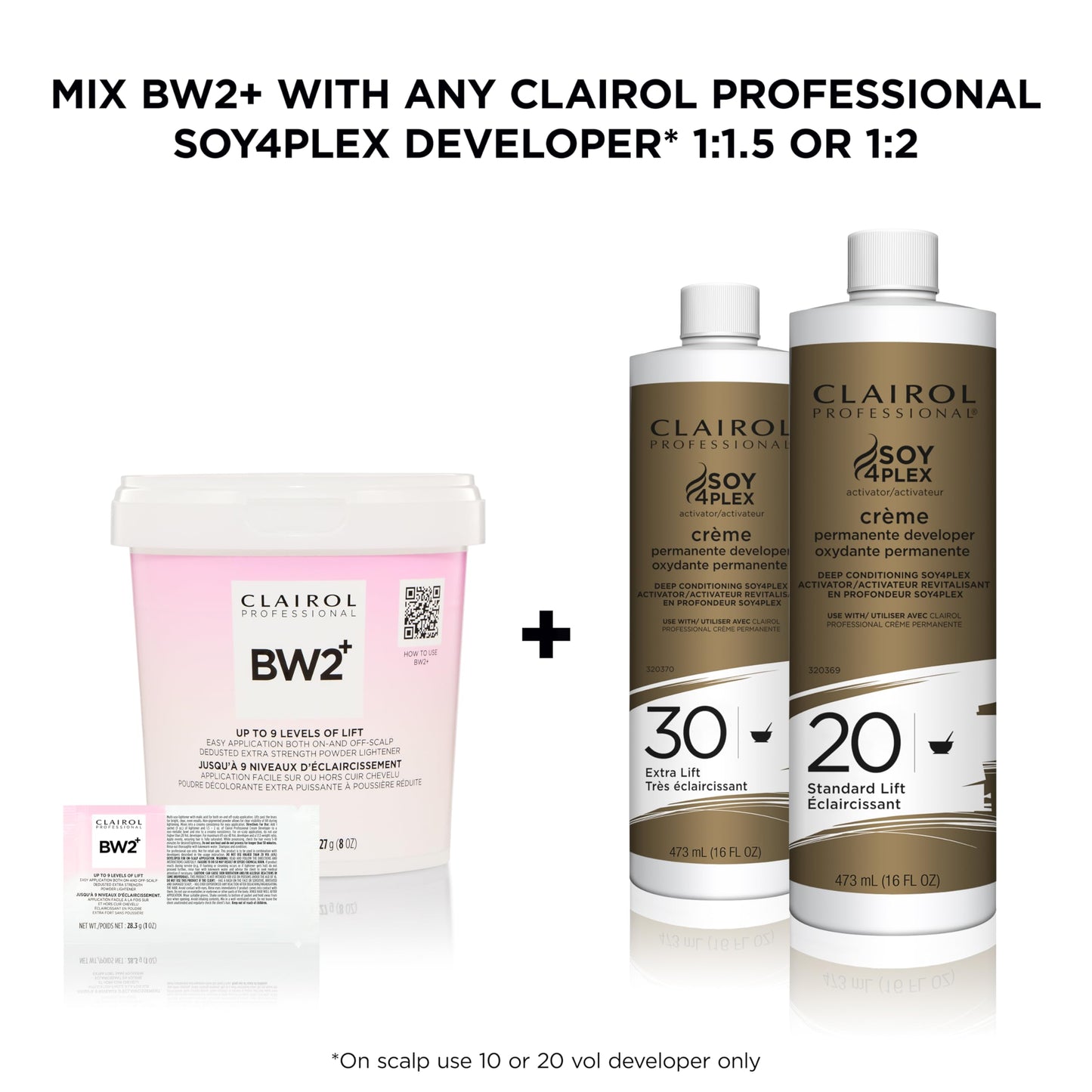 Clairol Professional BW2+ Dedusted Extra Strength Powder Lightener for Hair Highlights, 16 oz.