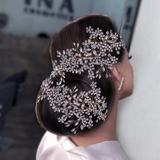 ULAPAN 2 Pack Rhinestone Bridal Hair Clips, Wedding Headpieces