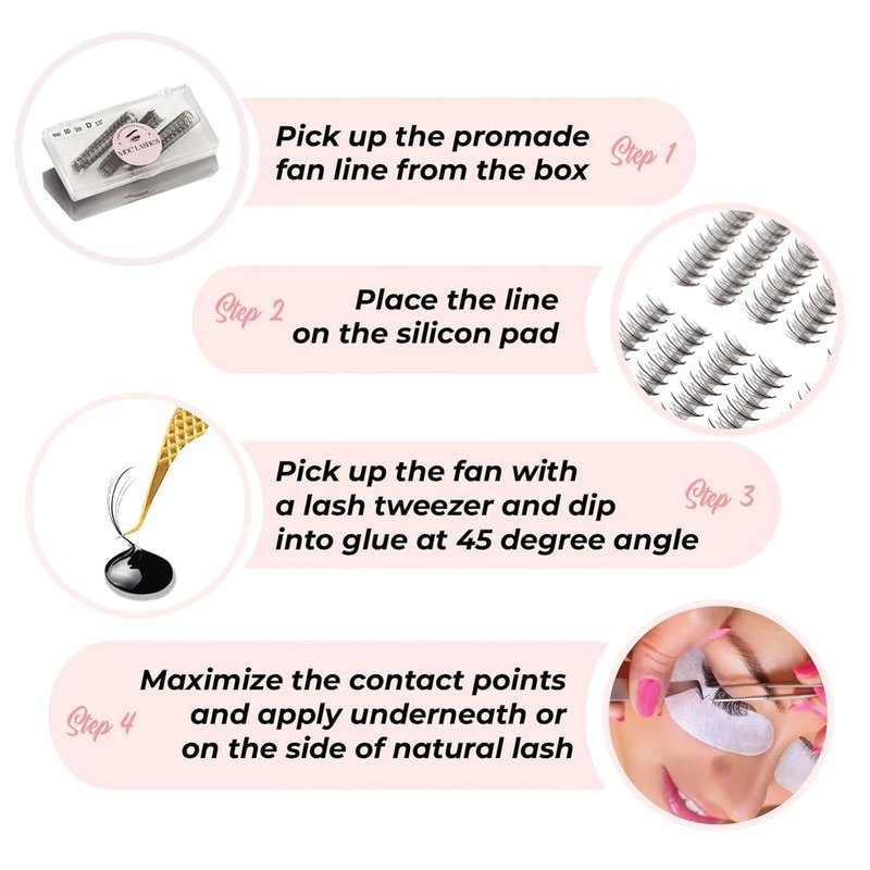 MDC LASHES 1000fans Promade Wispy Lash Extension Volume Lashes 0.05-0.07 Thickness, C/D/CC Curl, 8-18mm Loose Fans False Eyelashes 5D 7D 9D for Fluffy Eyelash Cluster (7D-0.07-C 10mm)