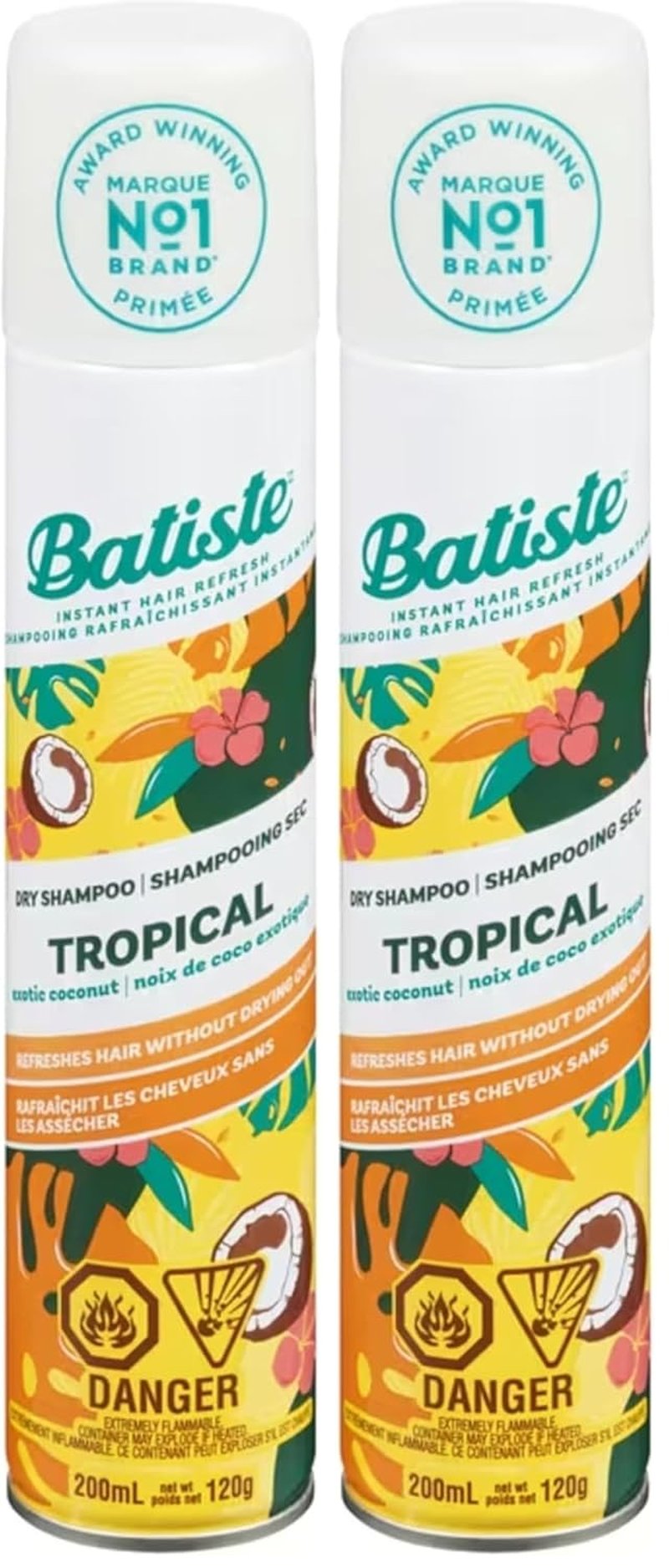Batiste Dry Shampoo Tropical - Refreshing Hair Cleanser | 6.73 Ounce (Pack of 2)