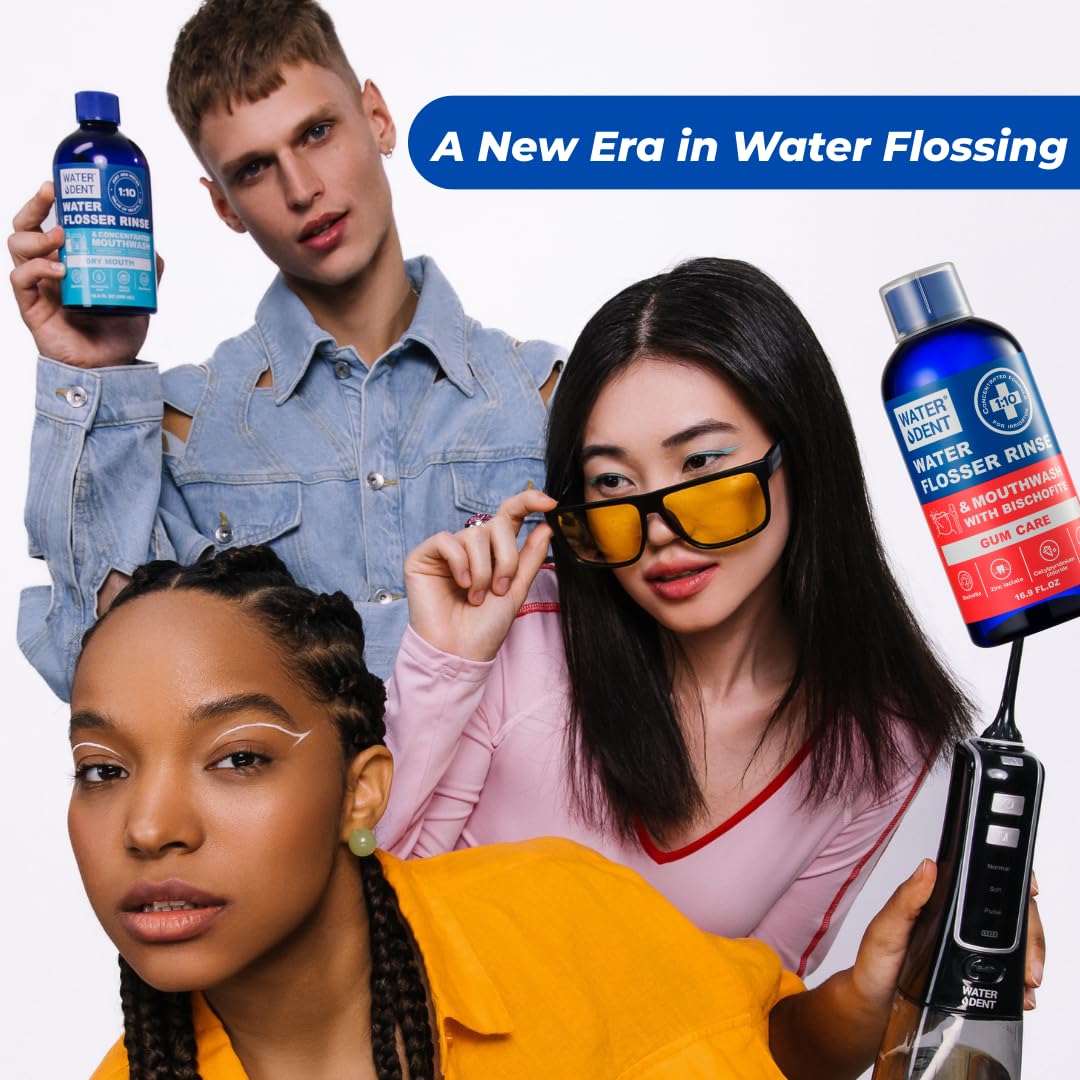 Concentrated Water flosser Rinse & mouthwash | Add to Oral irrigator | Mint Flavor | Alcohol and Fluoride Free. Made in USA | Pack of 2 = 33.8 fl.oz