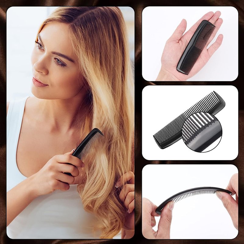 Gisdo 300 Black Combs Individually Wrapped, Pocket Combs In Bulk Hair Combs For Homeless,Hotel,Airbnb,Shelter,Nursing Home,Charity