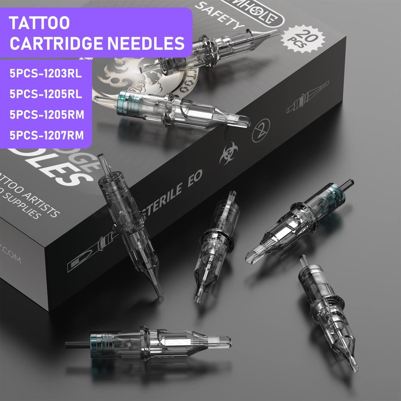 Tattoo Kit, Wormhole Tattoo Machine Kit Rotary Tattoo Machine 20pcs Cartridge Needles 10pcs Tattoo Ink Complete Tattoo Practice Pen Kit for Beginners and Tattooists WTK144