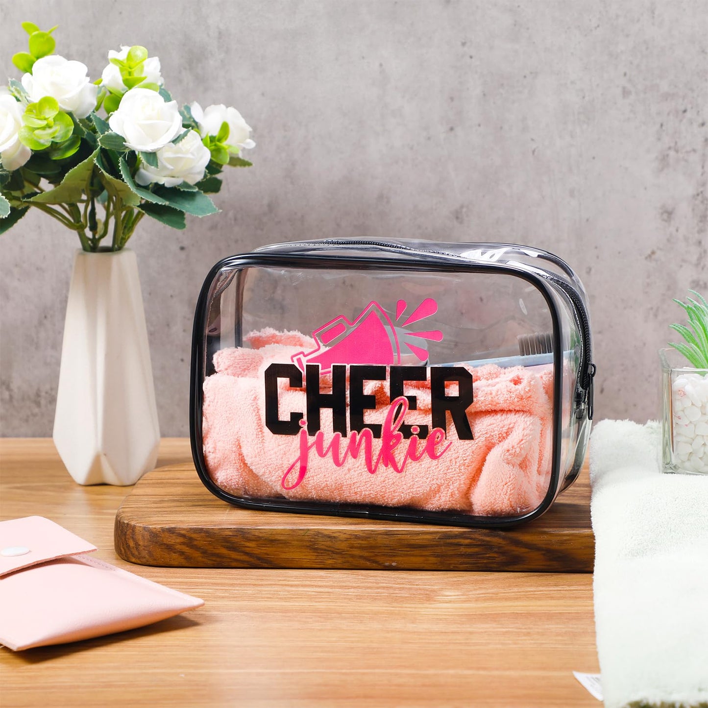 Abbylike 24 Pcs Cheer Team Gifts Cosmetic Bag 7 x 4.7 x 2.4'' Makeup Bag Cosmetic Toiletry Zipper Pouch Clear Zipper Case for Cheerleaders Women(Cheerleaders)