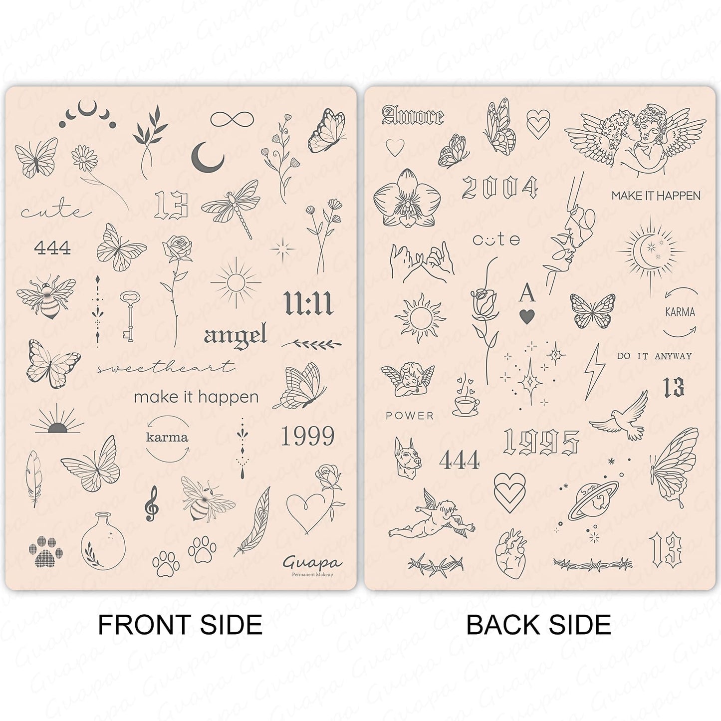 Guapa 3MM Pre-Printed Tattoo Practice Skin – 5.7×8.2"" Thick Silicone Fake Skin for Fine Line Tattoos – Realistic Double-Sided Tattoo Skin for Beginners & Artists (White 3PCS and pink 3PCS)
