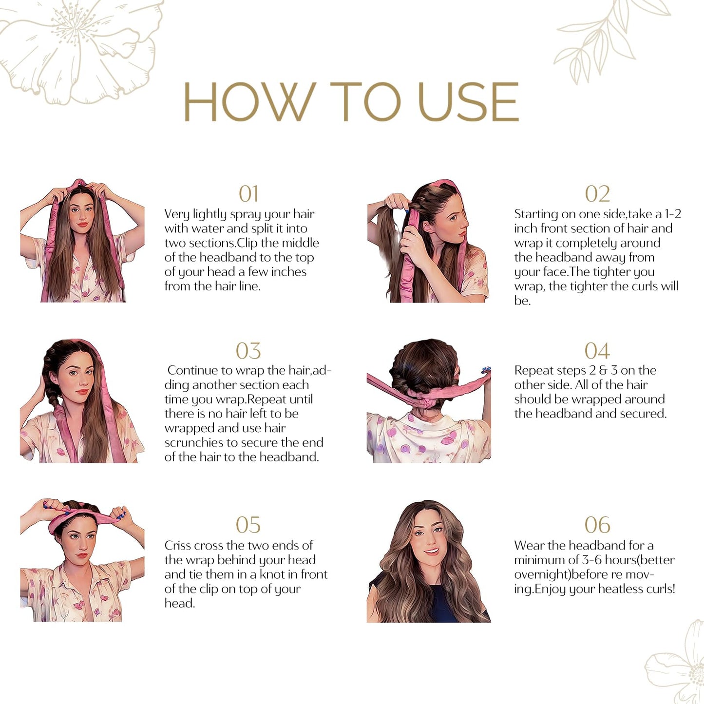 YANIBEST Heatless Curl Overnight Set with Hair Scrunchies Clip and Satin Bonnet