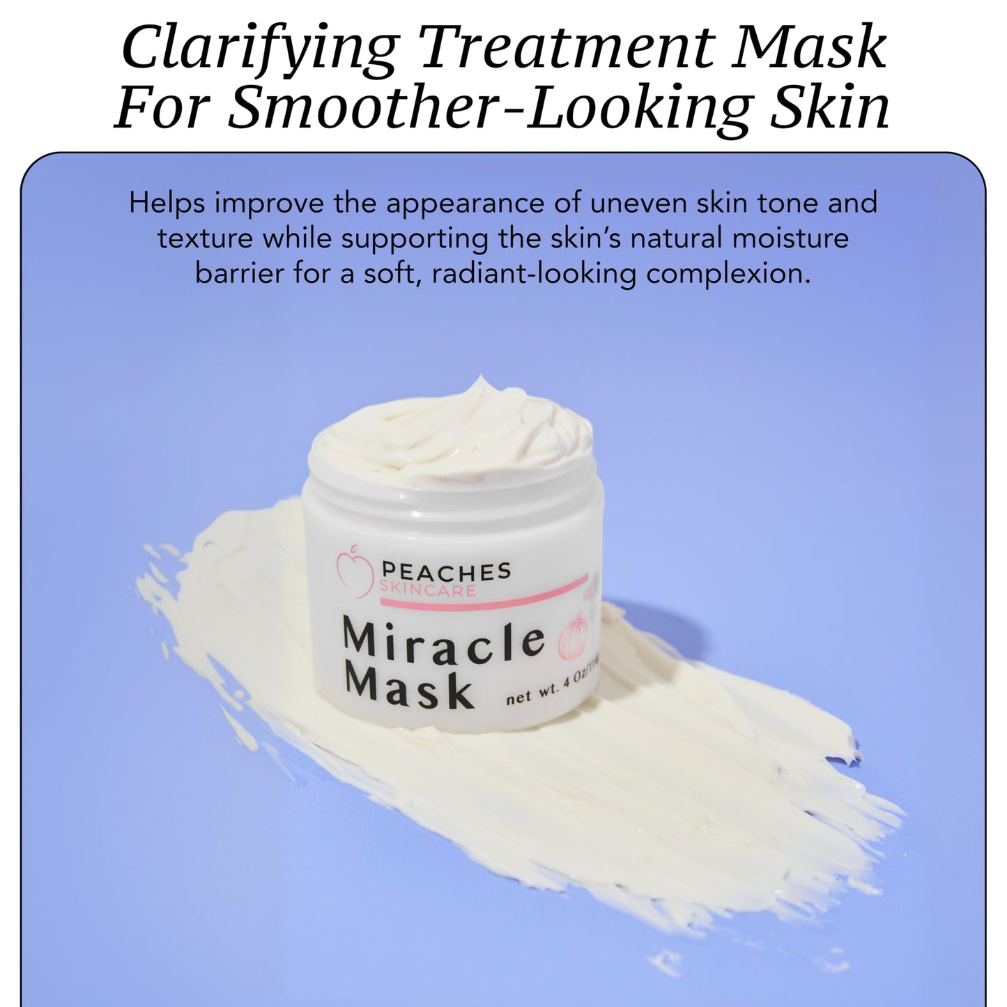 Peaches Skin Care Miracle Mask – Hydrating Face Mask with Beeswax, Avocado Oil and Pumpkin Enzymes – Exfoliating Formula for Smoother-Looking Skin – 1.7 oz