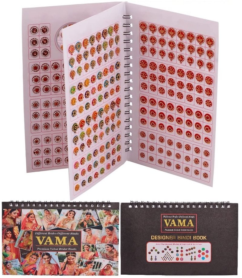 VAMA Fashions Stone Border Kumkum Designer Spiral Bridal Bindi Booklet Bride For Women (372 Full Stone Bindi Book) Multicolour