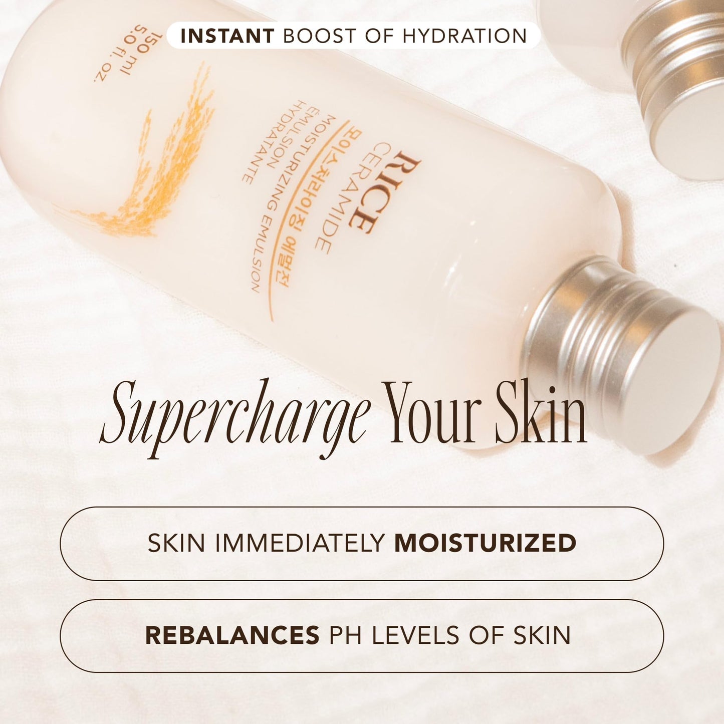 THE FACE SHOP Rice Ceramide Moisturizing Emulsion, Hydrating with Rice Water, Targets Dryness, Strengthens Skin Barrier, Lightweight, Korean Skin Care, 5.0 fl. oz.