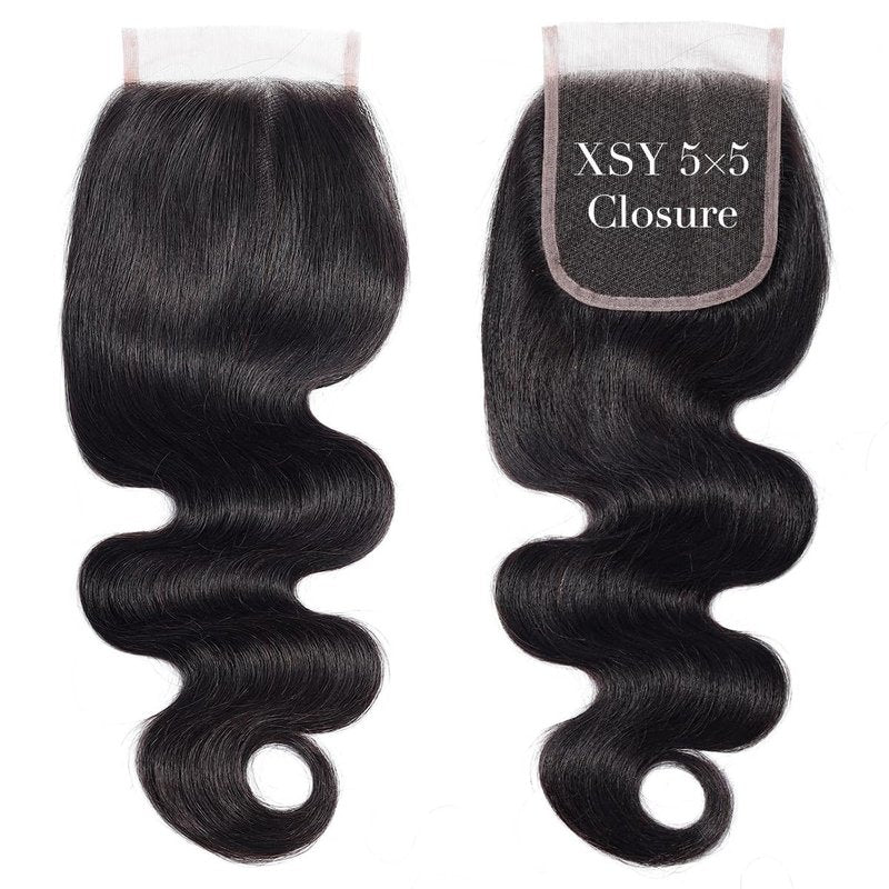 5x5 HD Lace Closure Body Wave lace Frontal Closure Ultra-thin Invisible Transparent Lace Closure Human Hair Pre-Plucked Brazilian Human Hair Closure Natural Color 18 Inch