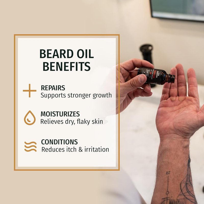 Beard Oil for Men - Premium All-Natural Jojoba | 1 fl oz - 1880 Scent: Bourbon, Bitters, Citrus