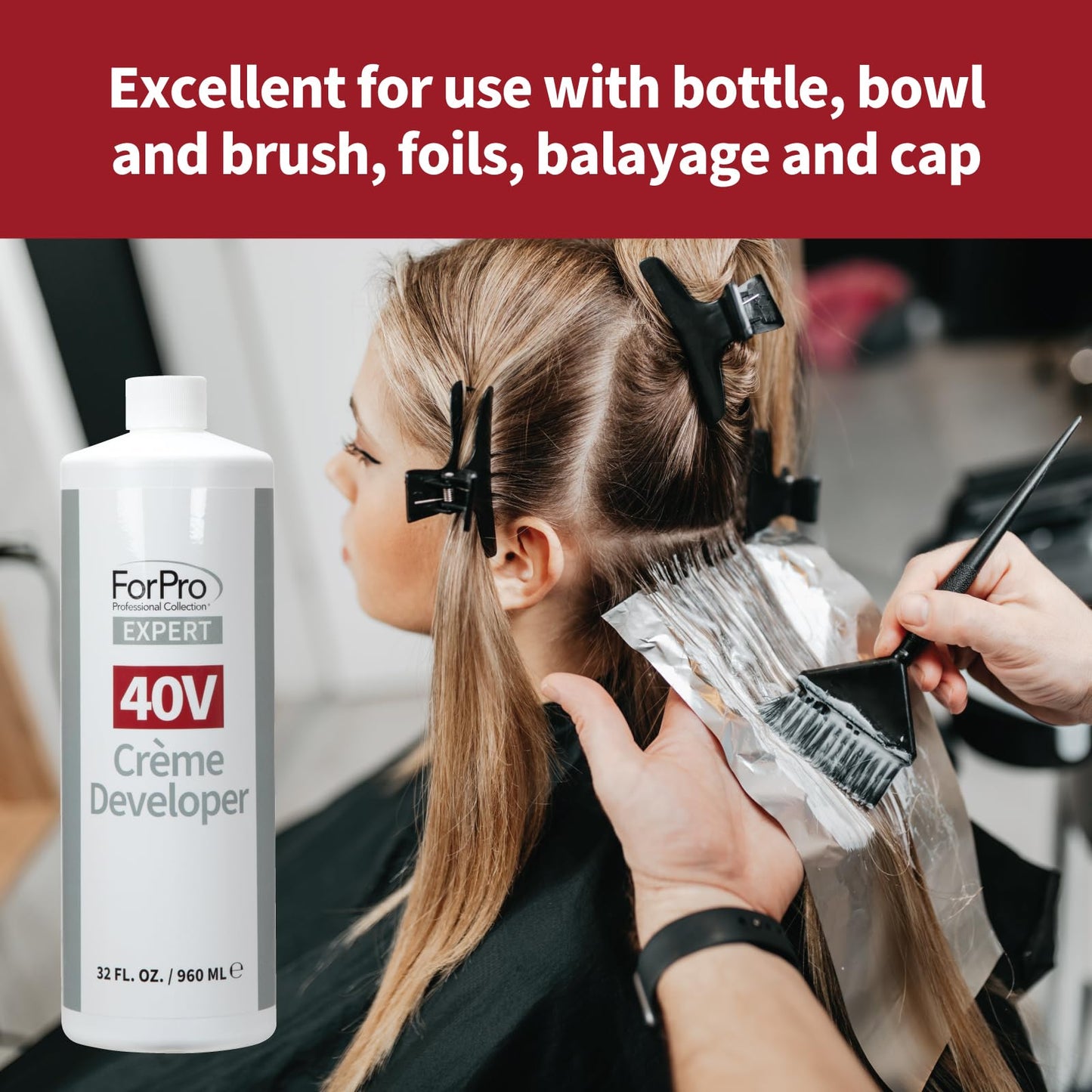ForPro Expert 40 Volume Crème Developer, 32 Fl Oz – for Hair Lightening, Gray Coverage & Color Deposit with Maximum Lift
