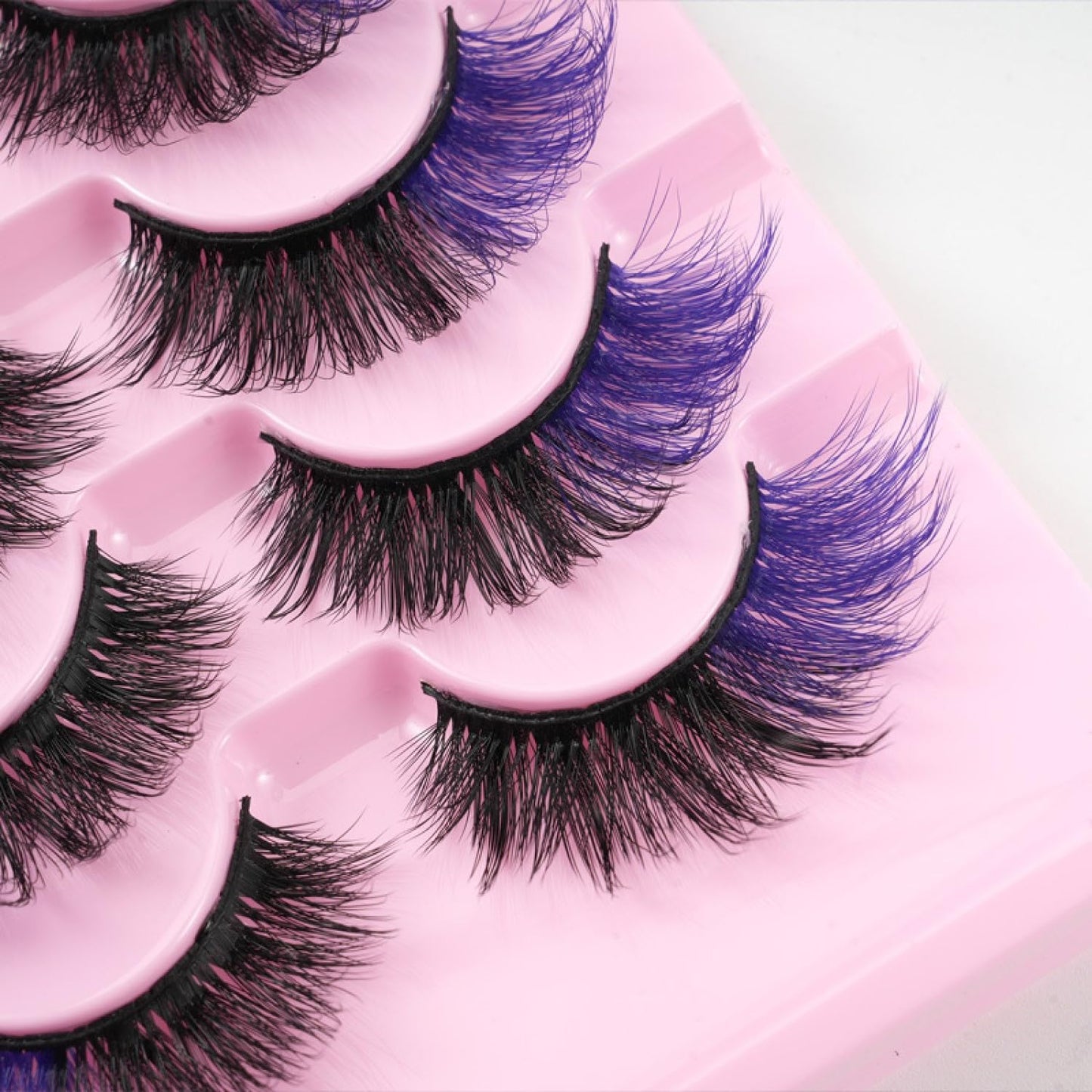 Chunmeng False Eyelashes Reusable Natural Look Easy Daily Use Voluminous Lashes for Party Perfect for Makeup Hypoallergenic +Pink tweezers (Purple+Black)