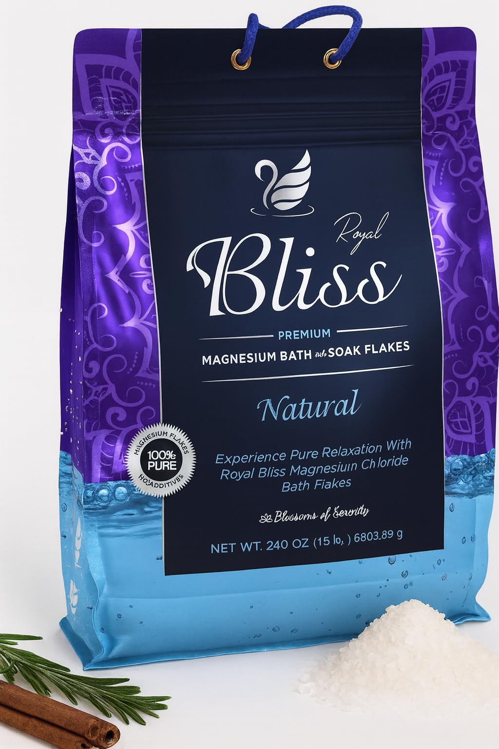 Royal Bliss Magnesium Bath & Foot Soak | Salt Flake 10 LB (160 OZ)