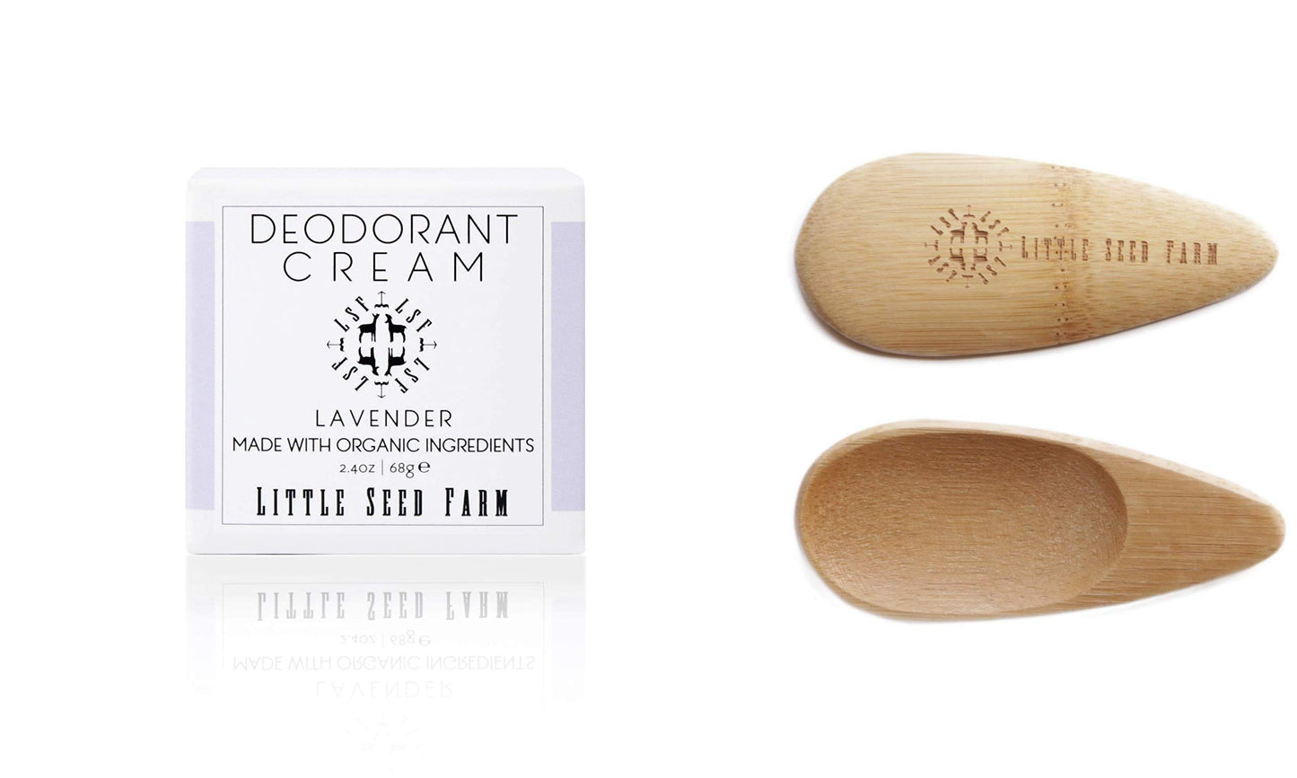 Little Seed Farm All Natural Deodorant Cream, Aluminum Free Deodorant for Women or Men, 2.4 Ounce - Lavender + Applicators Bundle
