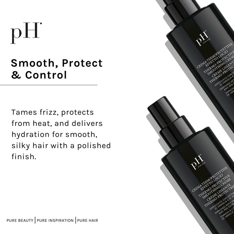pH PURE HAIR Thermo-Protective Smoothing Creme - Heat-Protected & Anti-Frizz Styling Cream - Keratin Hair Treatment & Hydrating Hair Cream with UV Defense - 6.7 oz