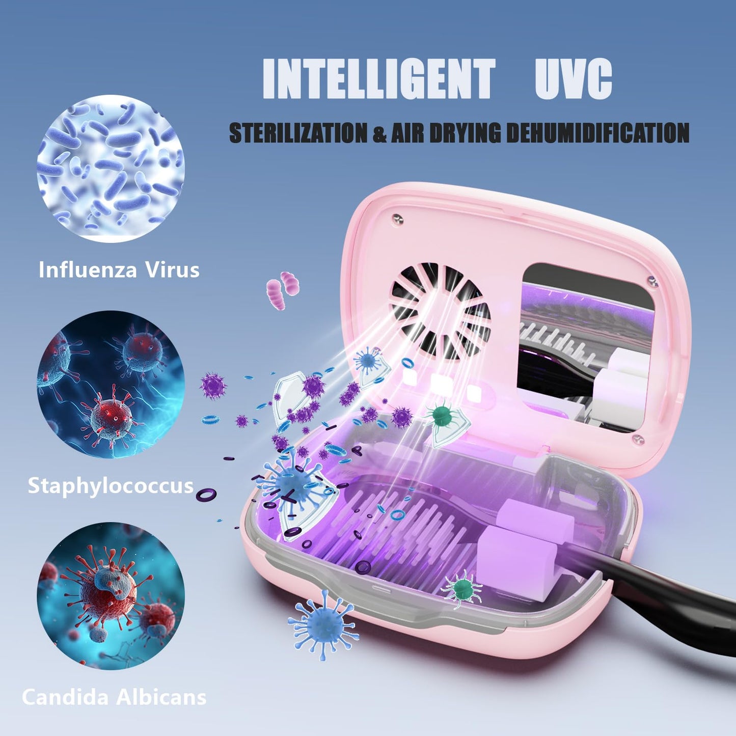 UWTLFCE UV-C Toothbrush Cover Case and Holder Electric Travel Toothbrush Cover with Holder for Any Toothbrush Head Rechargeable Toothbrush Travel Case Pink