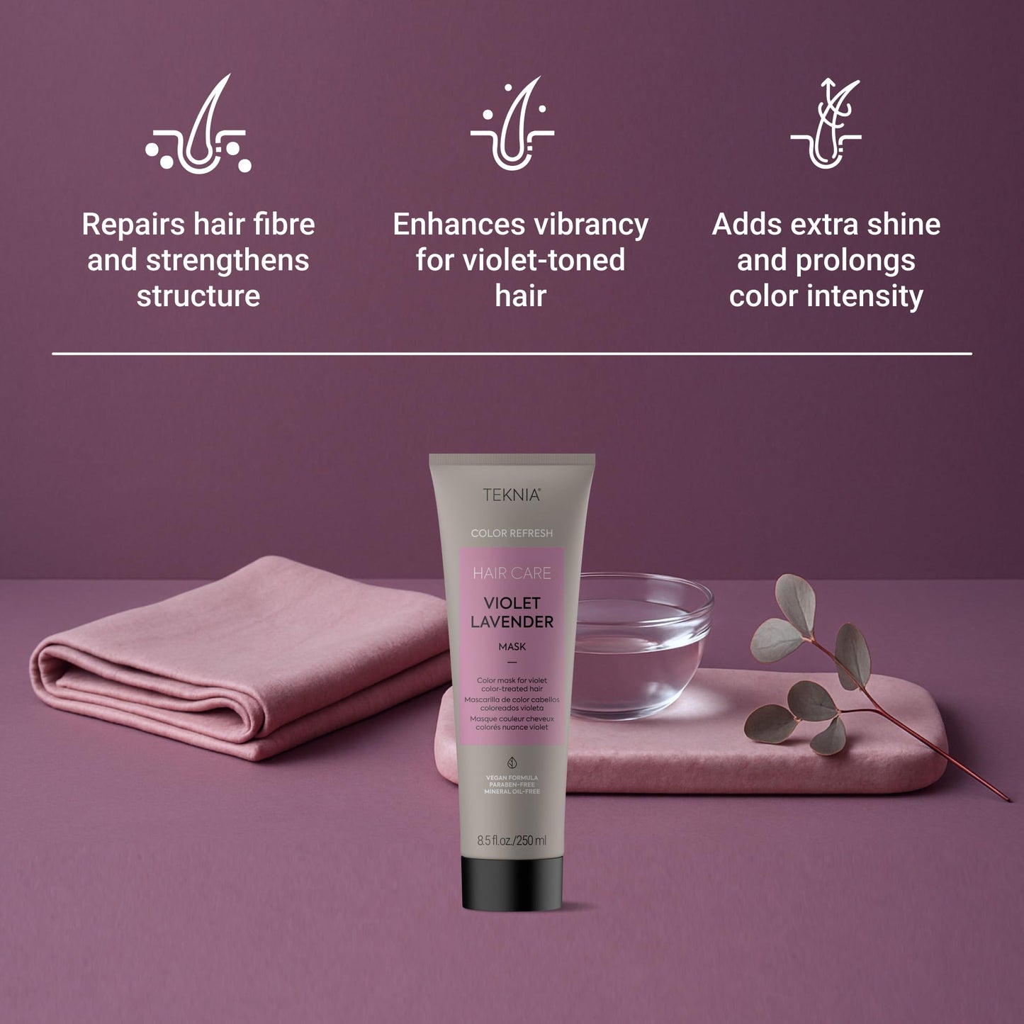 LAKMÉ Teknia Violet Lavender Color Refresh Hair Mask, Color Depositing Conditioner for Purple Hair, 8.5 Fl Oz