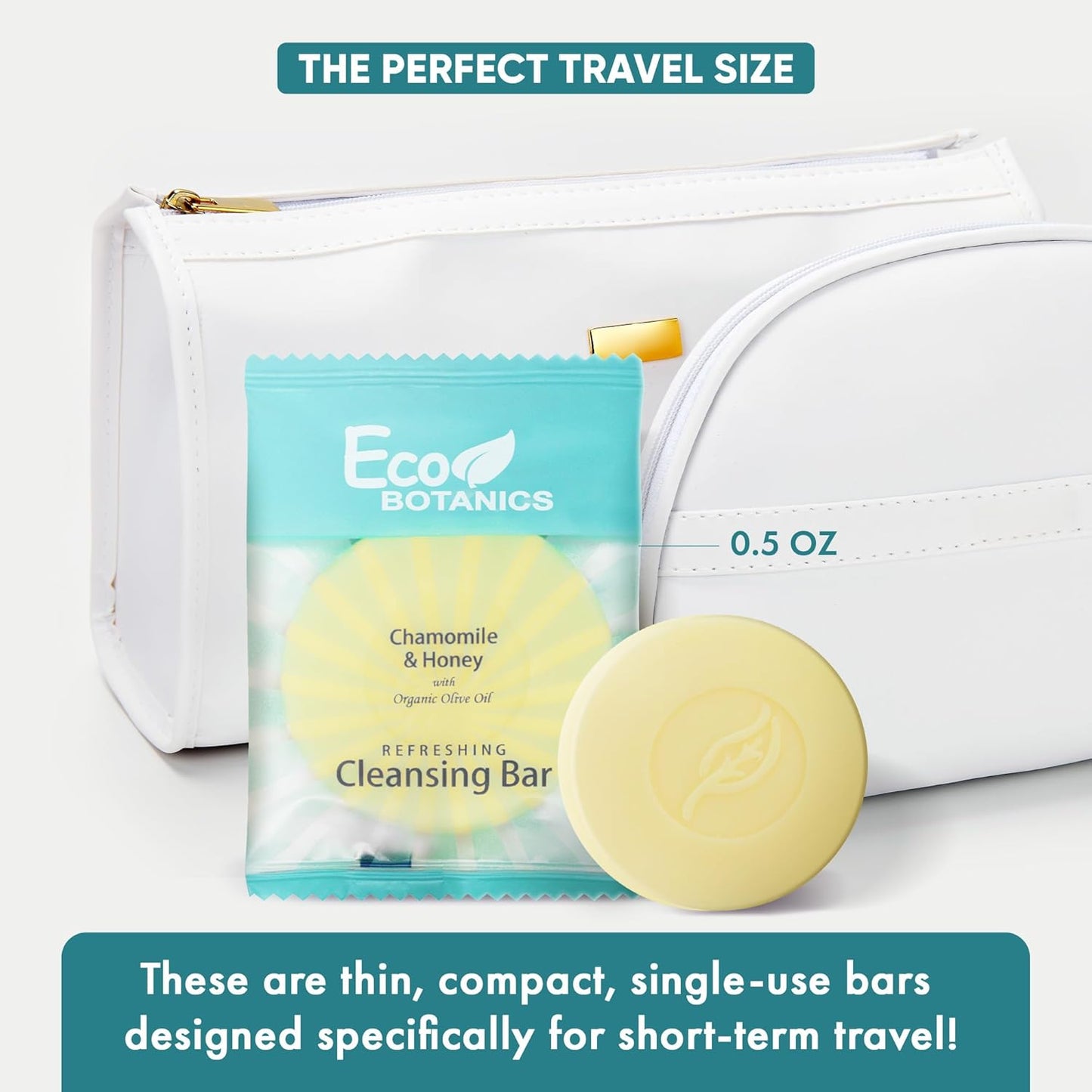 Eco Botanics Travel Size Cleansing Soap Bar | 100 Count, Paraben-Free, White Tea & Aloe Scent, 0.5 oz