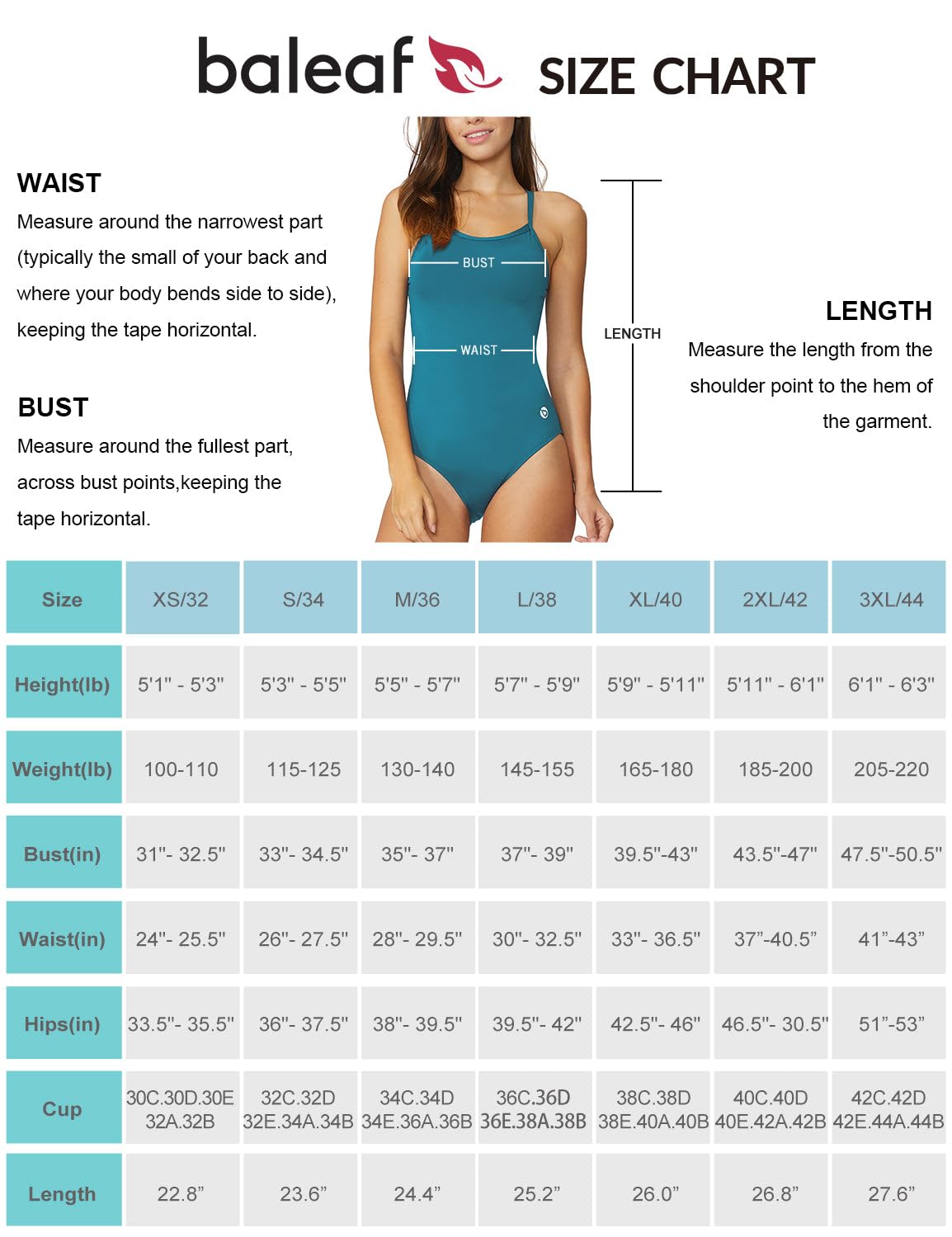 baleaf Womens Athletic One Piece Swimsuit Adjustable Straps Steel Blue 36/M