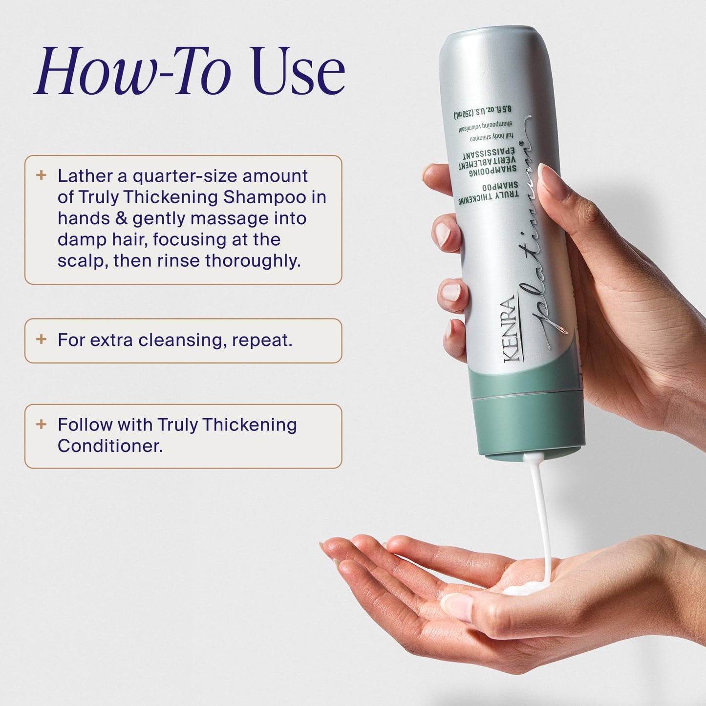 Kenra Platinum Truly Thickening Shampoo | Volumizing + Fuller-Looking Hair | Adds Body | Lightweight | for Fine & Thin Hair | Sulfate Free | Color Safe 33.8oz