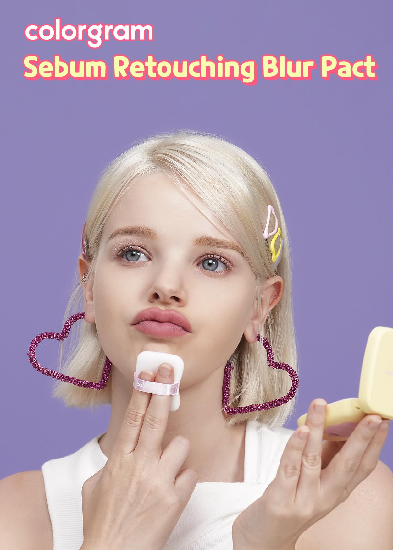 Colorgram Sebum Retouching Blur Pact + Milk Bling Heartlighter 02 Pink Heart Bundle
