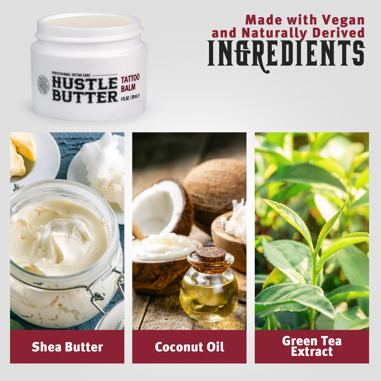 Tattoo Butter - Hustle Butter Deluxe for Pre, During, & Post Tattoo Care - 100% Vegan | 1 oz