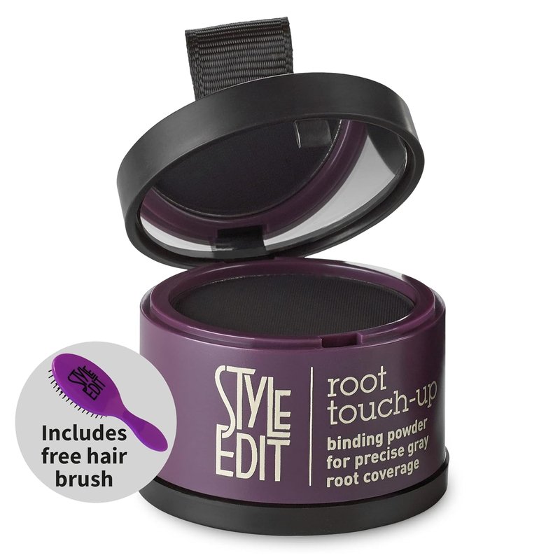 Root Touch Up Concealer Powder for Black Hair - Mineral-Infused Gray Coverage | Includes Mini Brush
