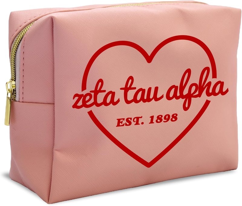 Zeta Tau Alpha Makeup Bag - Water-Resistant PU Leather Travel Bag | Perfect Sorority Gift for Women