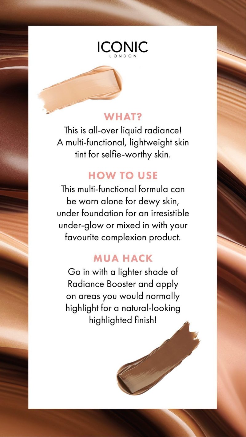 ICONIC LONDON Radiance Booster | Liquid Radiance Lightweight Skin Tint for a Glowy Makeup Look, Cruelty Free, Vegan Makeup (Honey Glow) 30 mL/ 1.01 Fl Oz