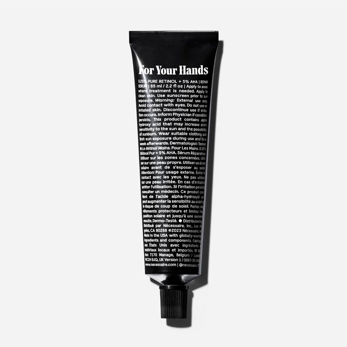 Nécessaire Hand Retinol Serum - Anti-Aging Treatment for Wrinkles & Spots | 0.25% Pure Retinol, 5% AHA, 2.2 fl oz