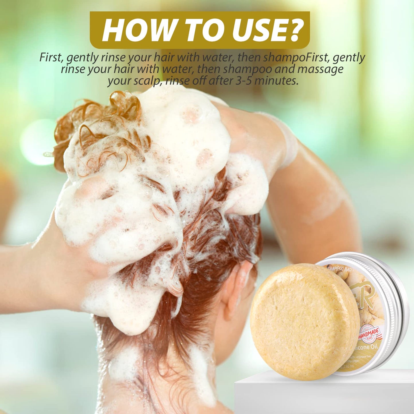 Zoreni Ginger Hair Regrowth Shampoo Bar, Natural Organic Ginger Shampoo Soap for Anti Hair Loss,dandruff,itching, Promotes Hair Growth, 5 Pack (2 Fl Oz each)