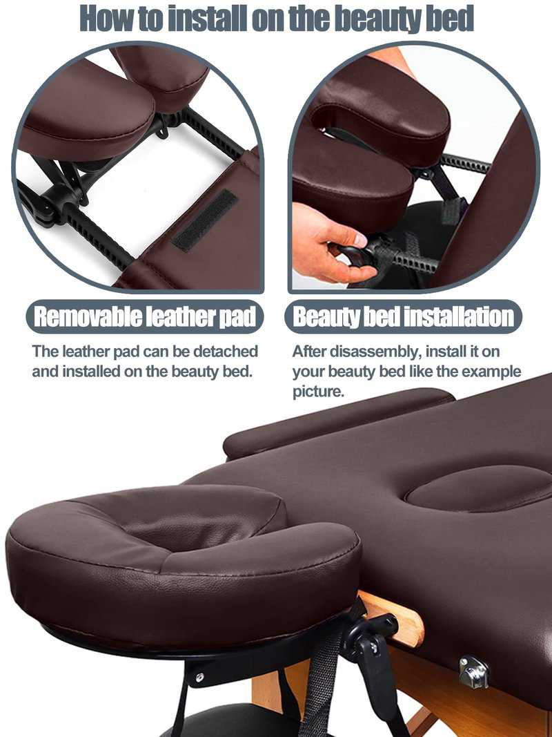 EBANKU Massage Table Face Cradle Cushion, Face Cradle Down Tabletop Massage Kit Adjustable Massage Table Headrest Face Pillow with Platform for Massage Chair SPA Bed (Brown)