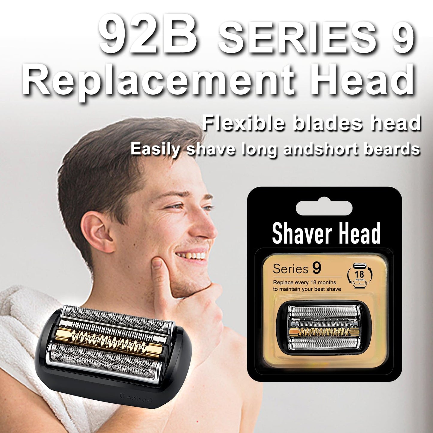 Electric Replacement Shaver Head for Braun Series 9 | 2-Pack Compatible Accessories for 9290cc, 9291cc, 9370cc, 9385cc