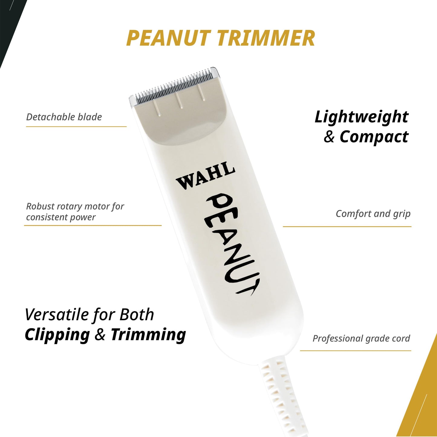 Wahl Professional All Star Combo, Corded Designer Clipper & Peanut Trimmer Set, Adjustable Taper Lever, Complete Kit