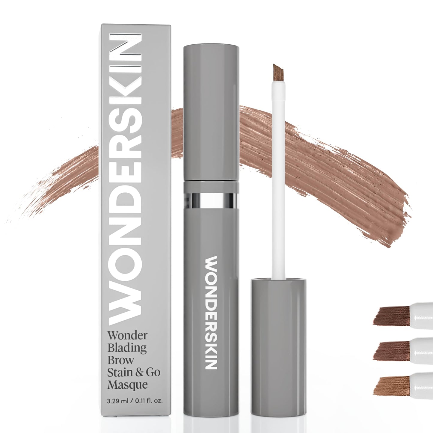 Wonderskin 1440 Eyeliner (Liquorice), Waterproof and Smudge Proof with Brow Stain & Go Masque (Blonde) for Long Lasting Brow Tint