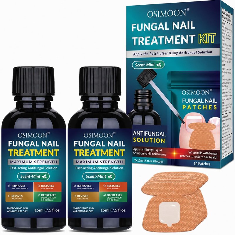 Toenail Fungus Treatment Extra Strength Kit: Nail Repair Liquid Solution and Patches - Nighttime Nail Patches Renewal - Fast Acting Drops with Undecylenic Acid, Natural Oil for Toe Finger Nails