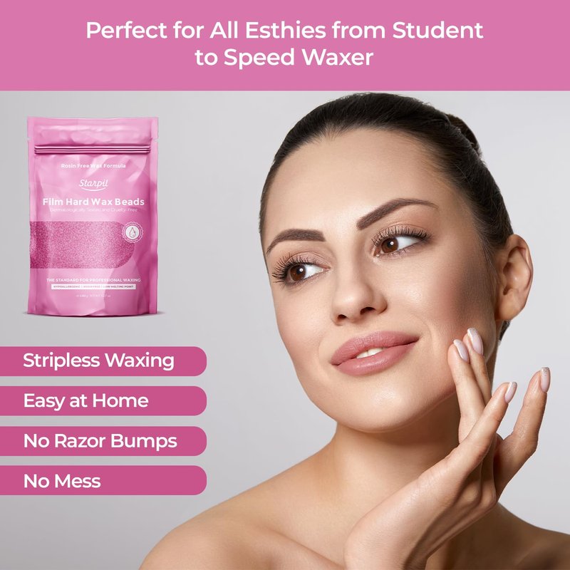Starpil Wax | 1000g Pink Hypoallergenic Hard Wax Beads for Body Hair Removal - Stripless, Coarse Hair, Sensitive Skin