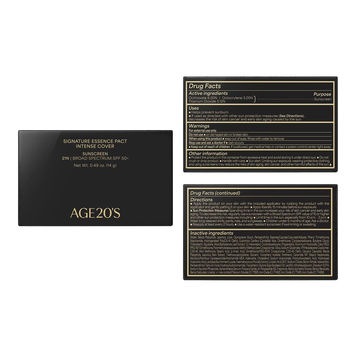 AGE20'S Signature Essence Pact SPF 50+ - Cream Foundation with Dewy Finish | 21N Vanilla | Natural Coverage
